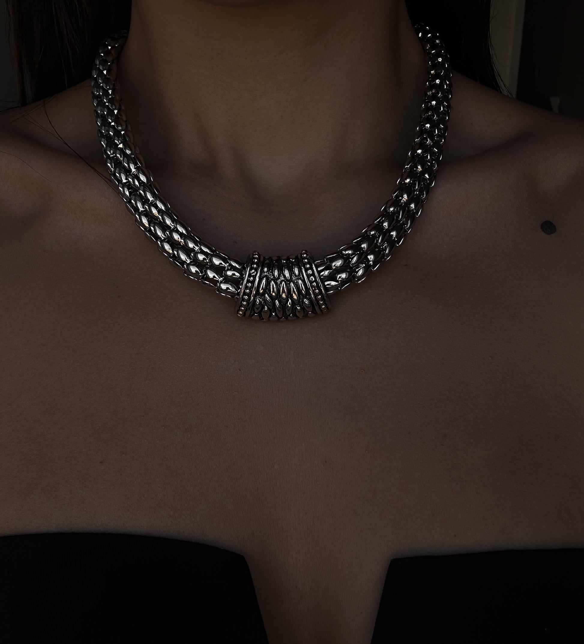 Silver Tone Cascade Collar Necklace|Vintage Baazaar 
