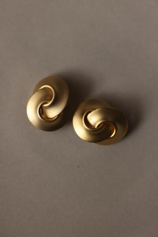 Matte Gold Swirl Clip-On Earrings