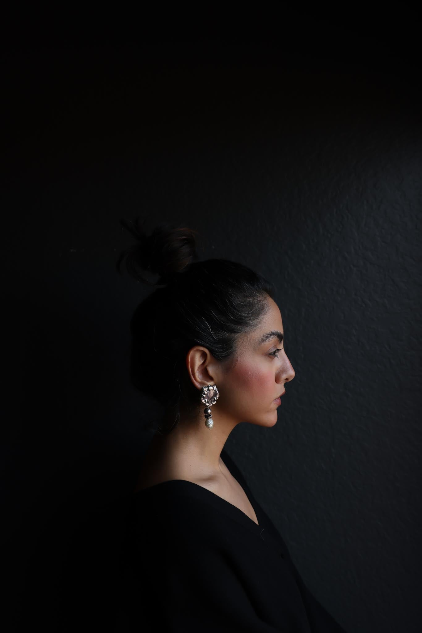 Sterling Pearl Drop Clip-On Earrings|Vintage Baazaar 