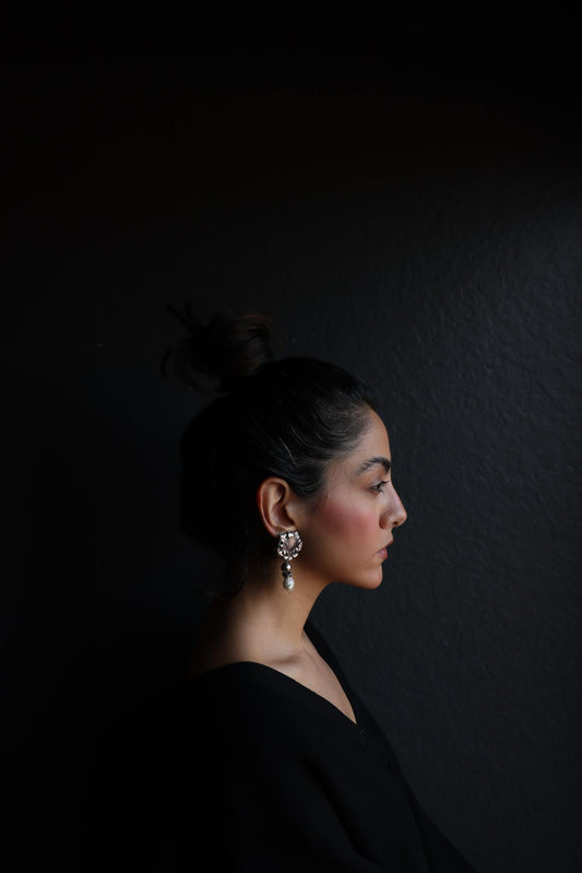 Sterling Pearl Drop Clip-On Earrings|Vintage Baazaar 
