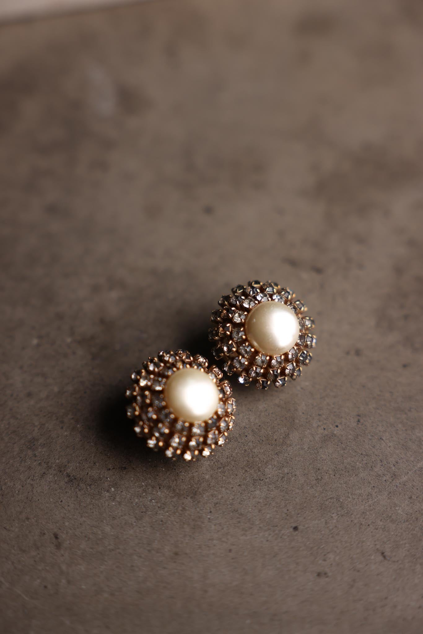 Gold-Tone Rhinestone & Pearl Clip-On Earrings