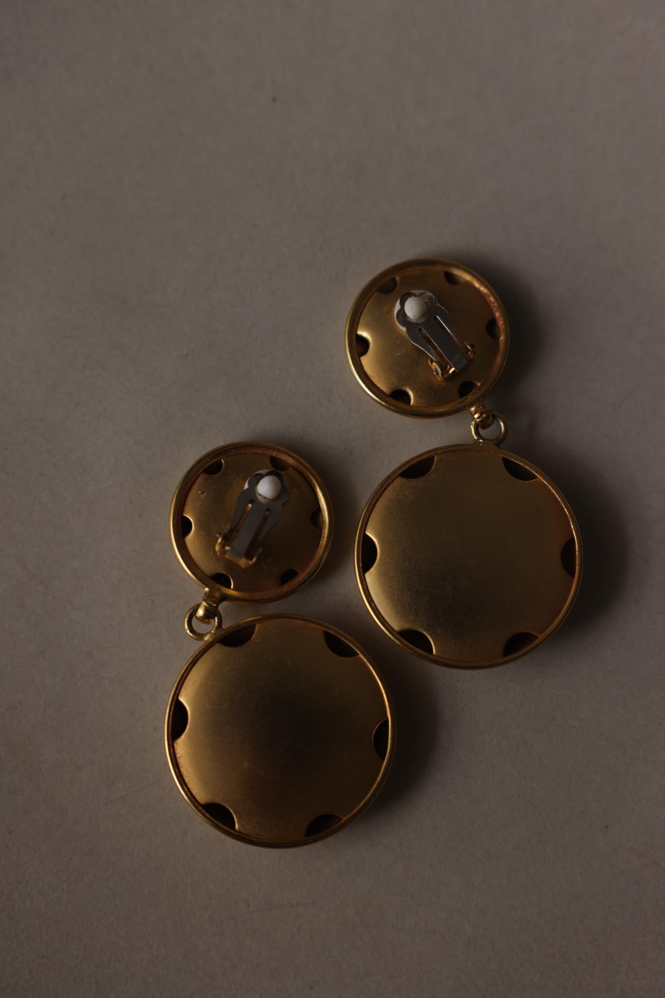 Matte Gold Round Disc Clip-On Statement Earrings