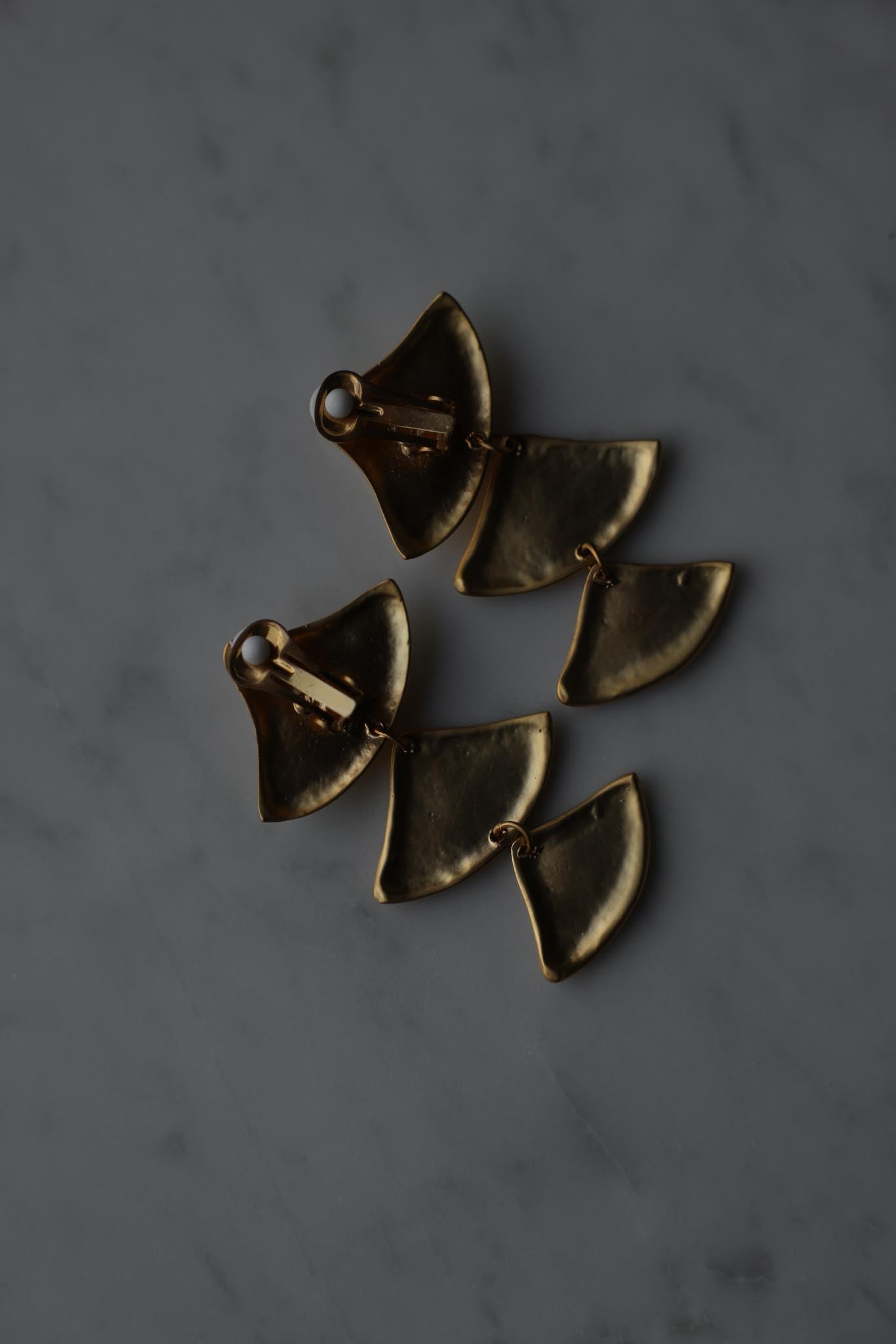 Geometric Matte Gold Clip-On Earrings|Vintage Baazaar 