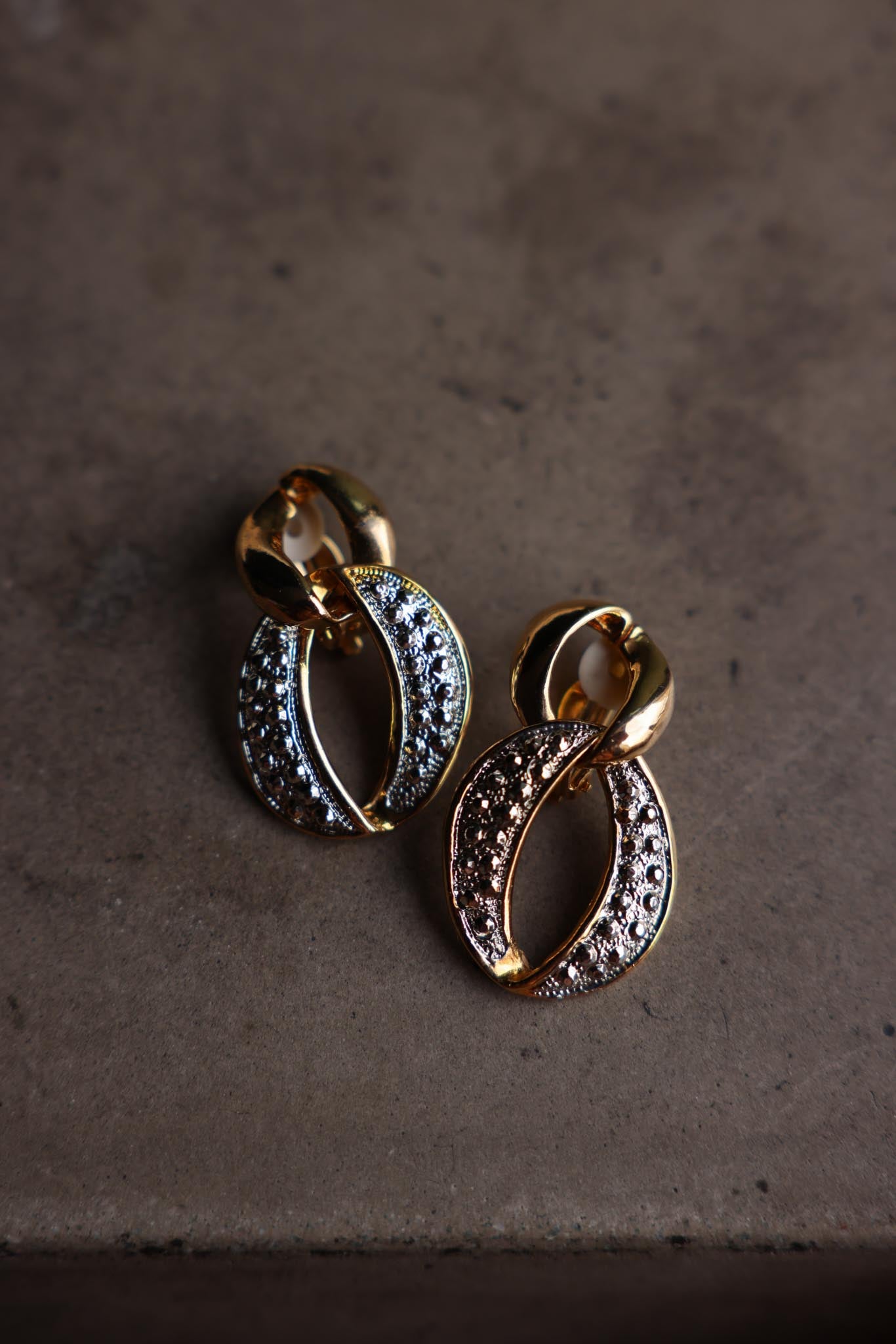 Two-Tone Sculpted Loop Clip-On Earrings