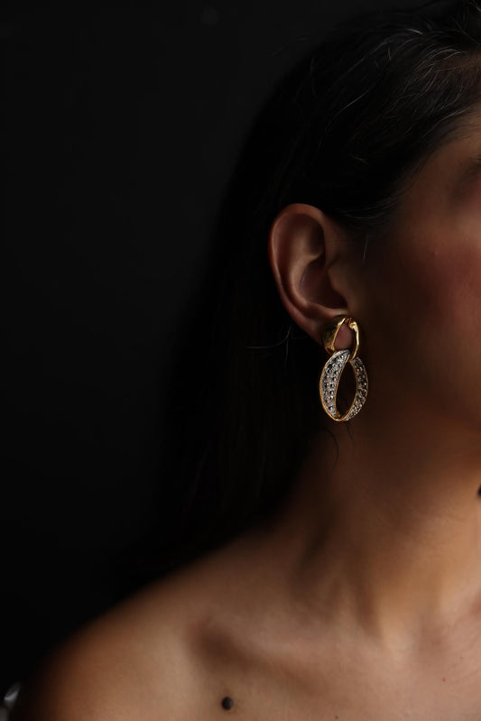 Two-Tone Sculpted Loop Clip-On Earrings