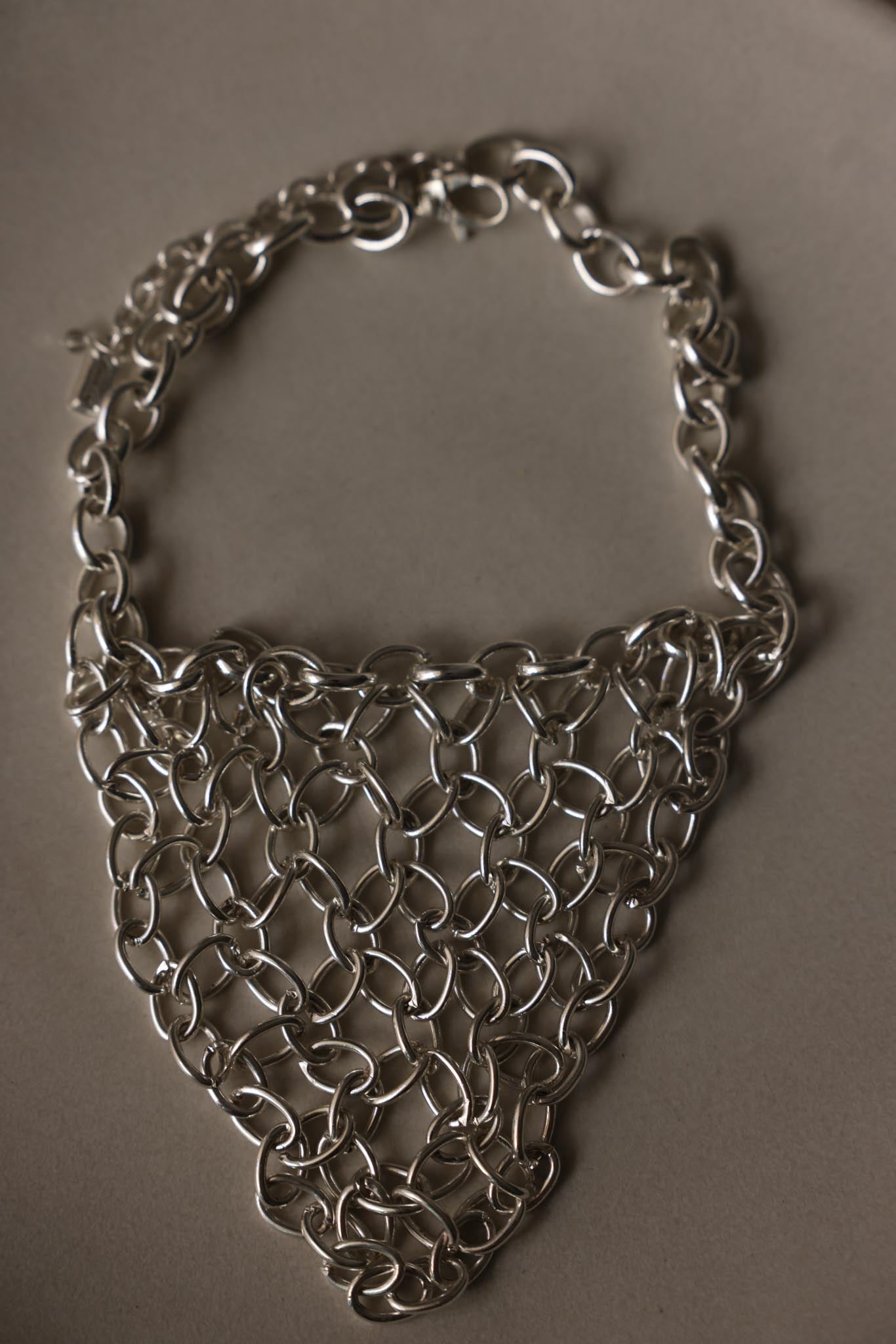 Kenneth Cole Silvertone Chain Mesh Statement Necklace