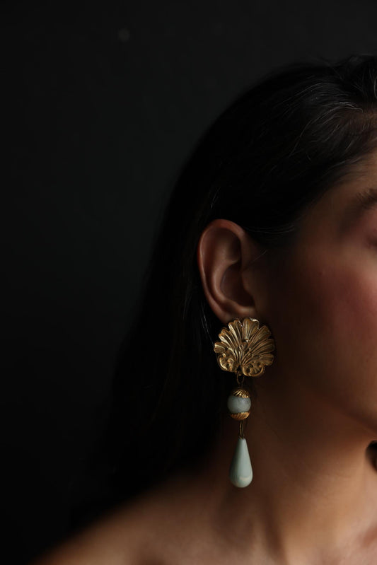 Shell Drop Clip-On Earrings (1980s)