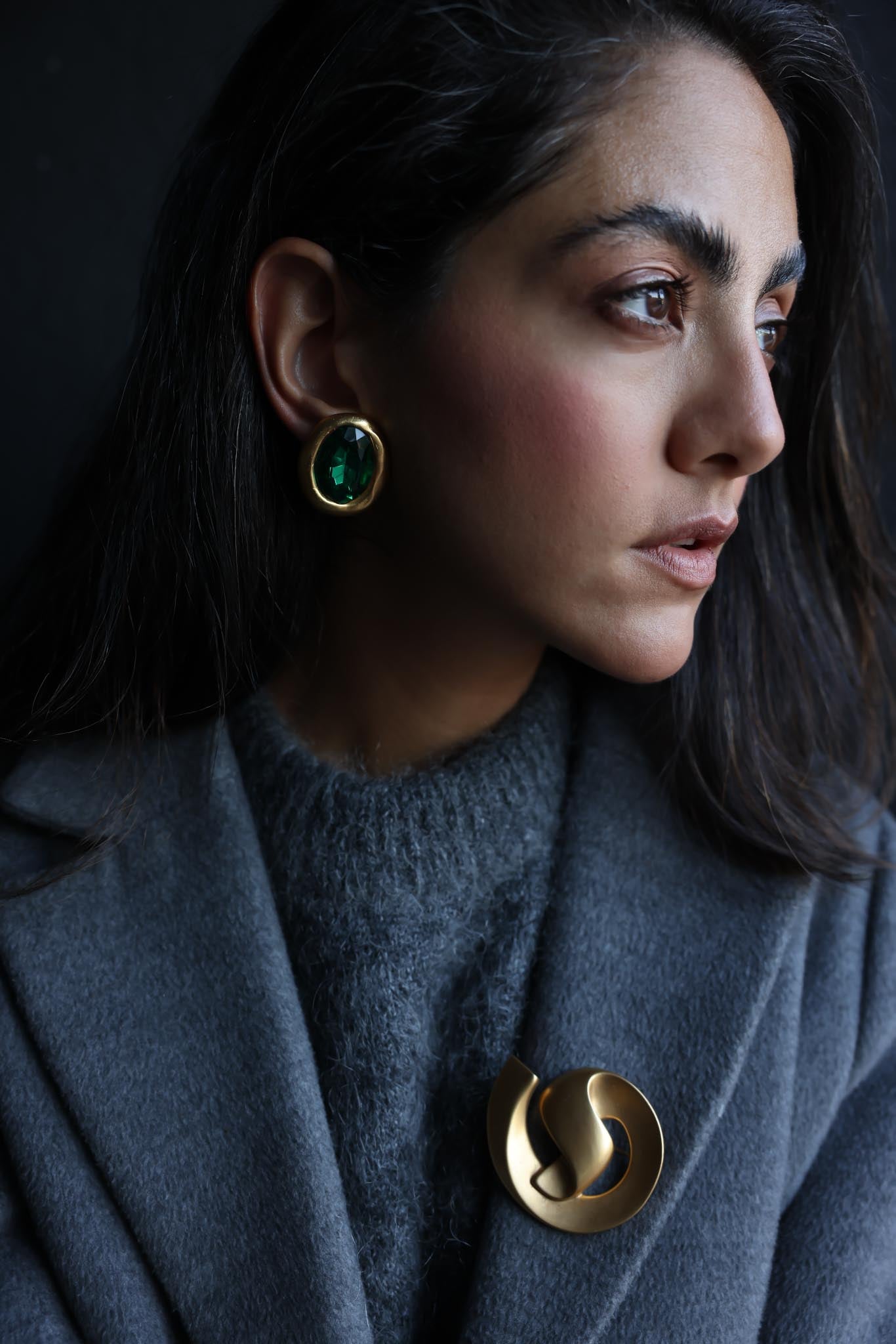 Emerald Glow Earrings|Vintage Baazaar 