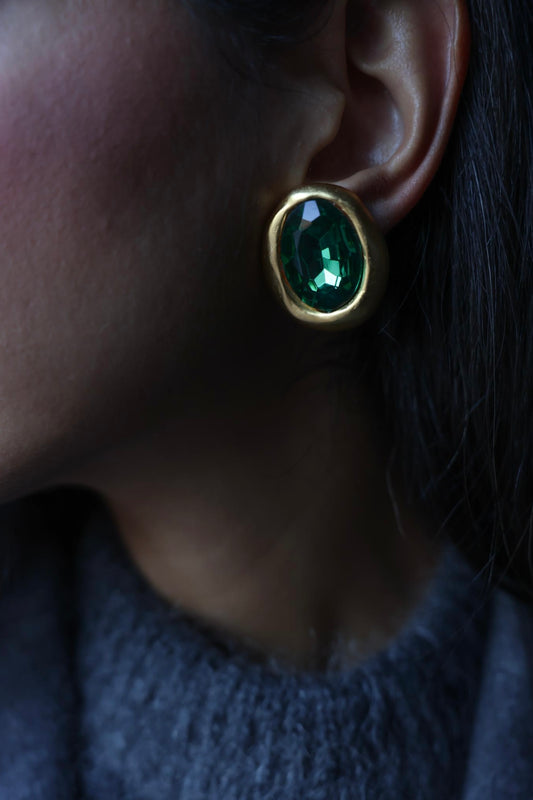 Emerald Glow Earrings|Vintage Baazaar 