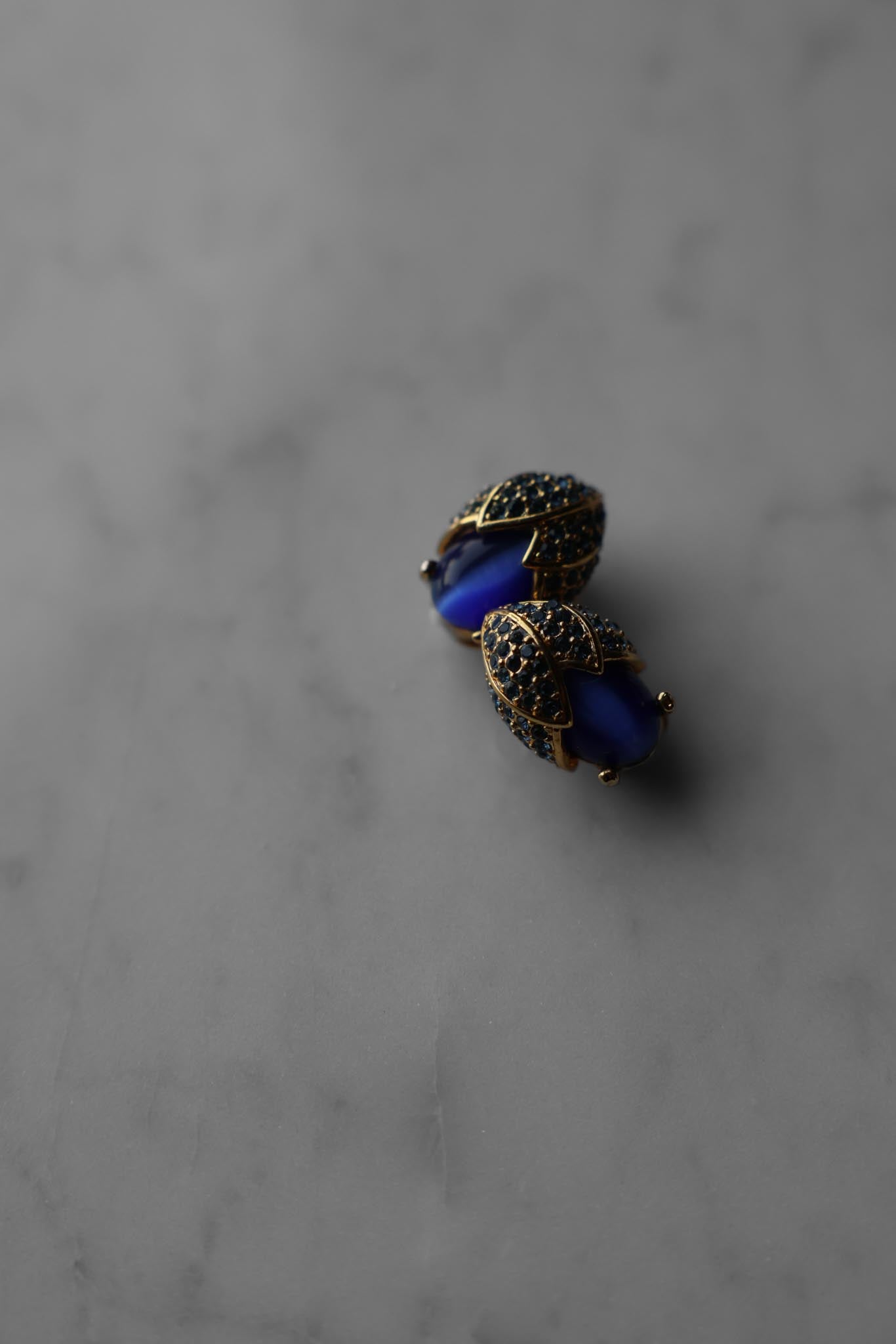 Blue Cabochon Clip-On Earrings