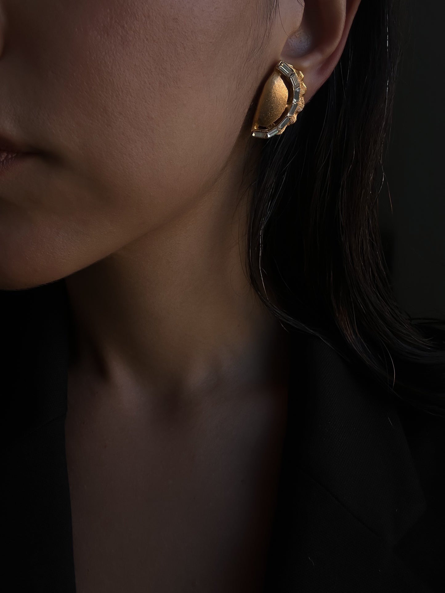 Golden Crescent Sparle Earrings|Vintage Baazaar 