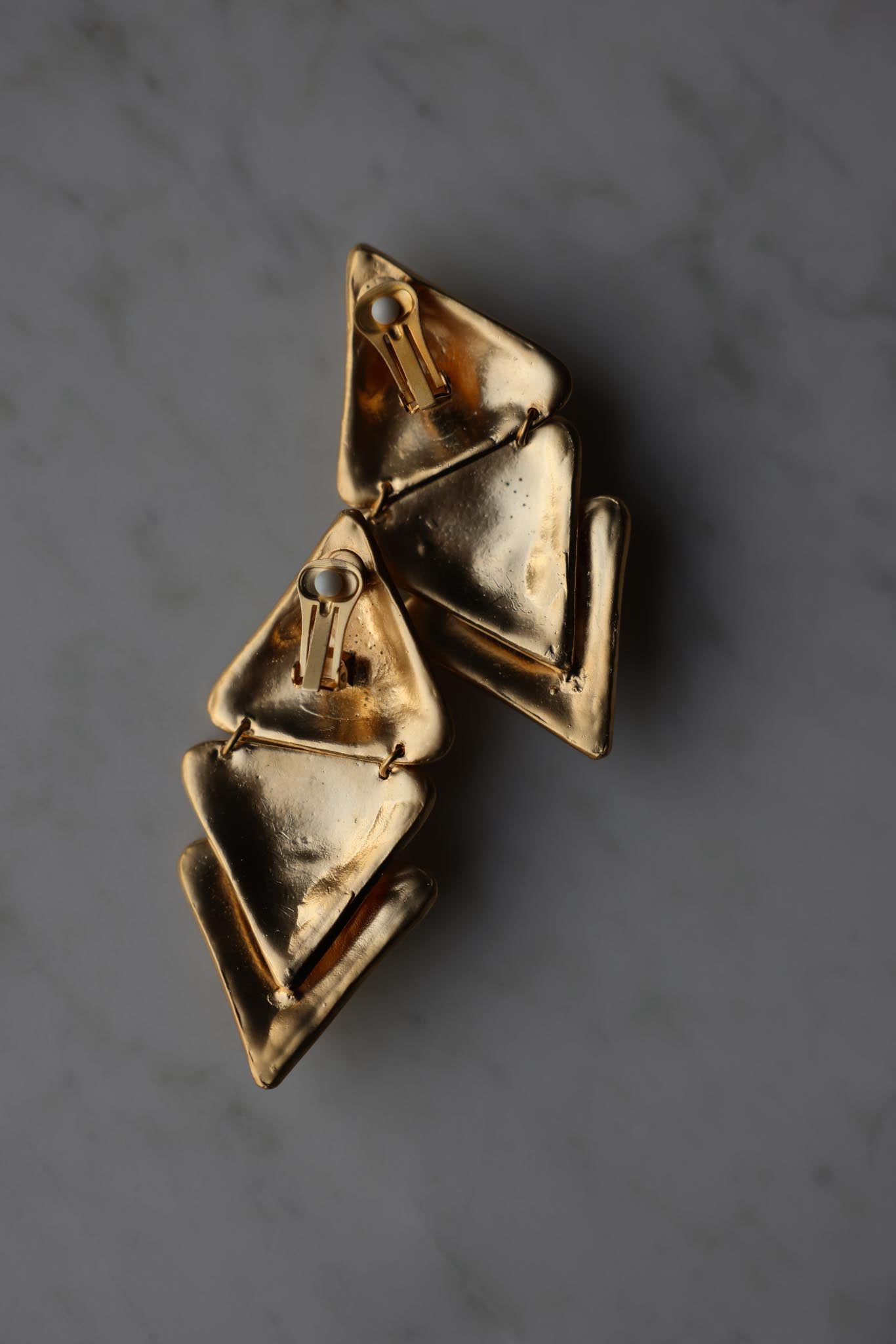 Matte Gold Geometric Drop Clip-On Earrings|Vintage Baazaar 