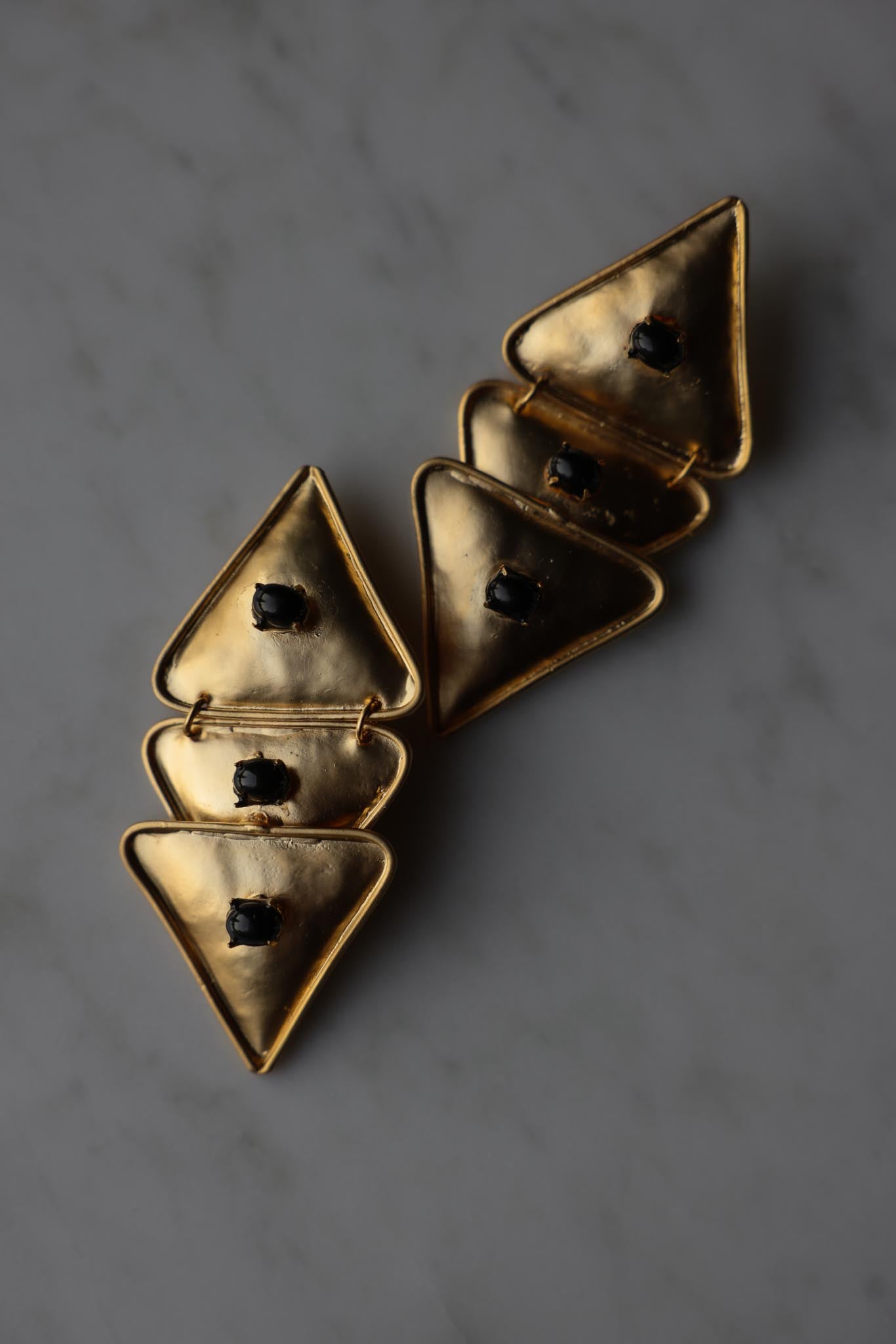 Matte Gold Geometric Drop Clip-On Earrings|Vintage Baazaar 