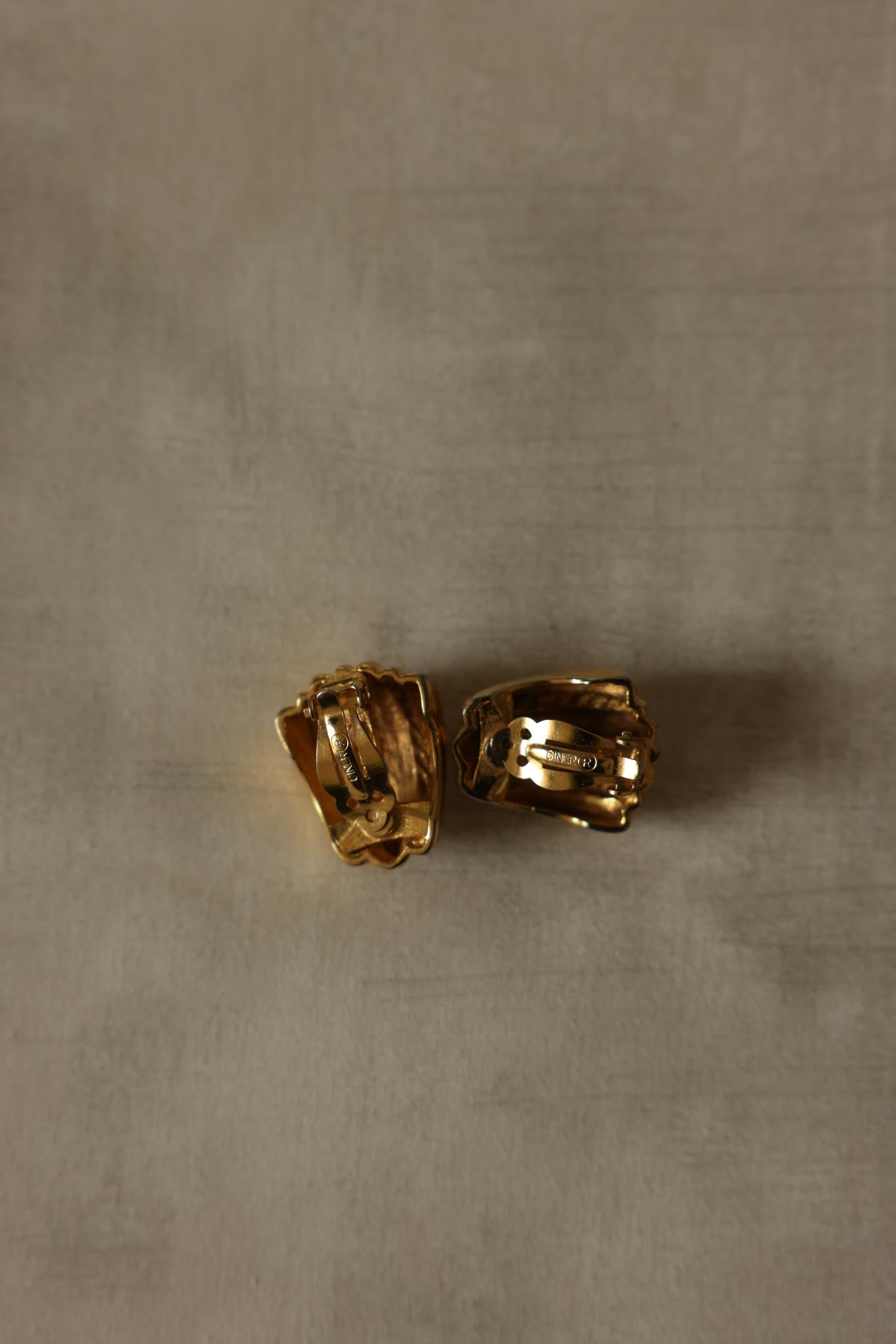 Ciner Gold-Tone Ribbed Clip-On Earrings