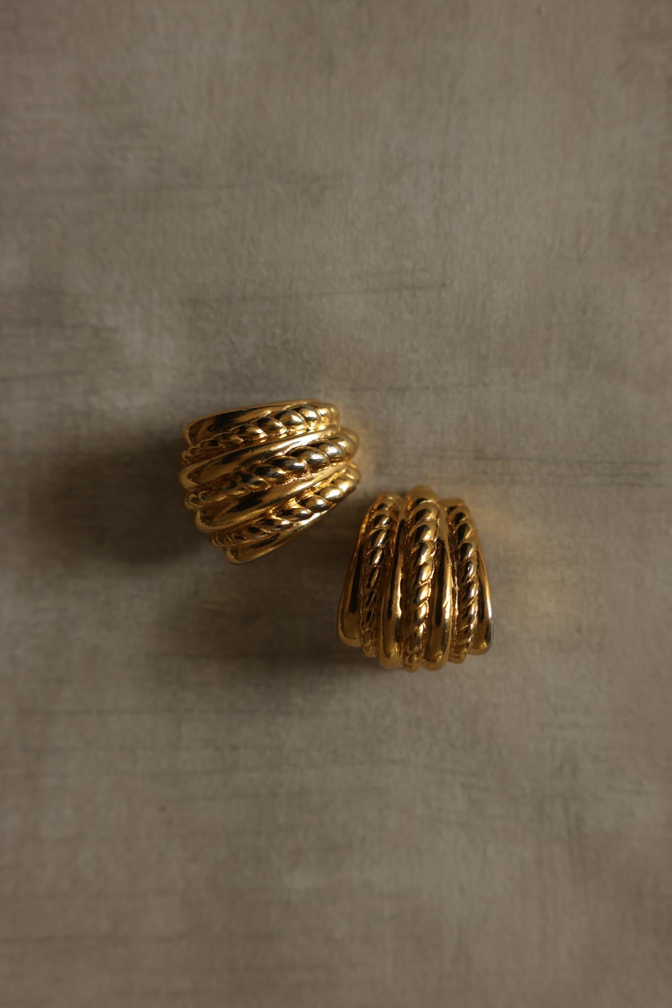 Ciner Gold-Tone Ribbed Clip-On Earrings