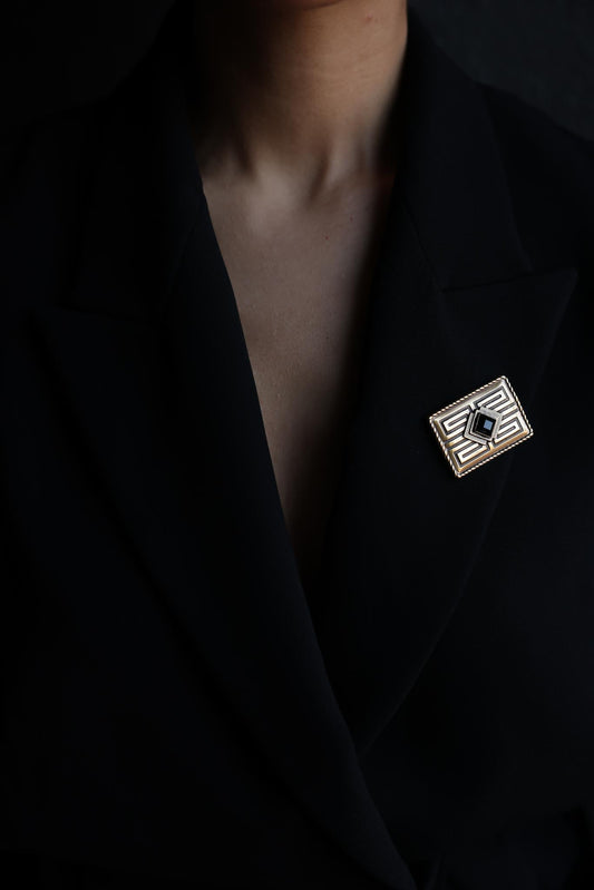 Gatsby Noir Brooch|Vintage Baazaar 
