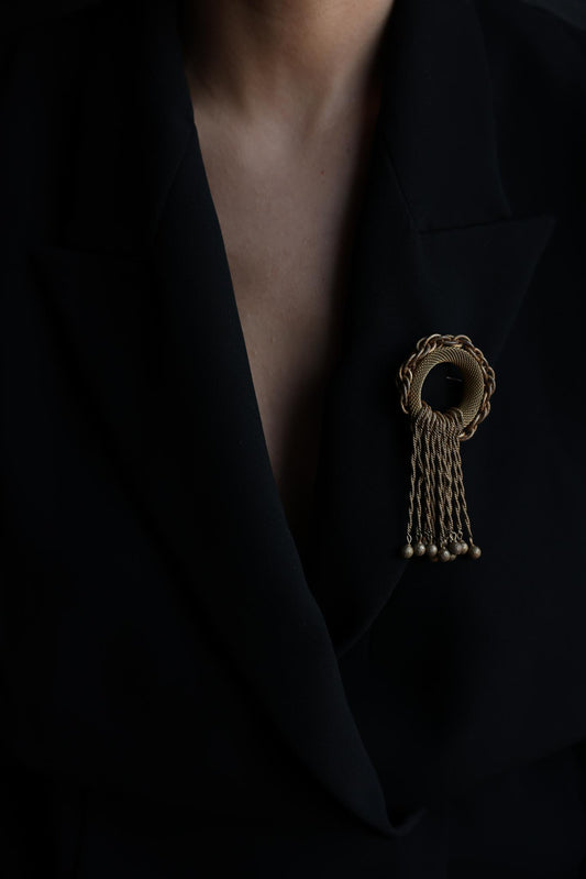 Victorian Tassel Brass Brooch|Vintage Baazaar 