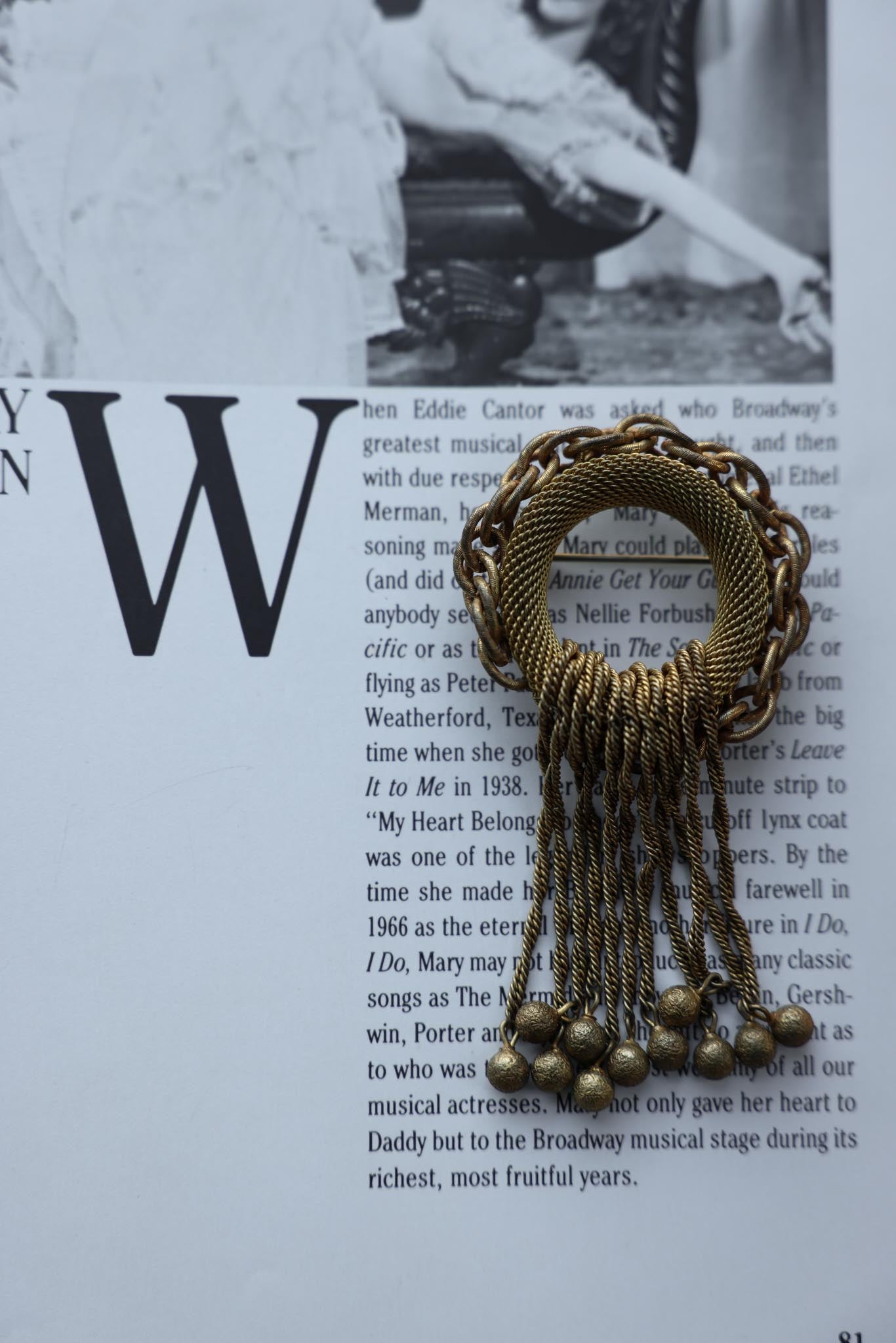 Victorian Tassel Brass Brooch|Vintage Baazaar 