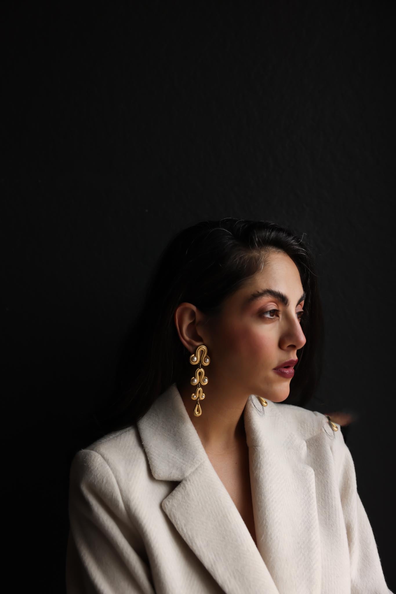 Matte Gold Oversized Blanca Pearl Drop Earrings