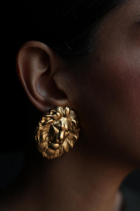 Majestic Lion Clip-On Earrings|Vintage Baazaar 