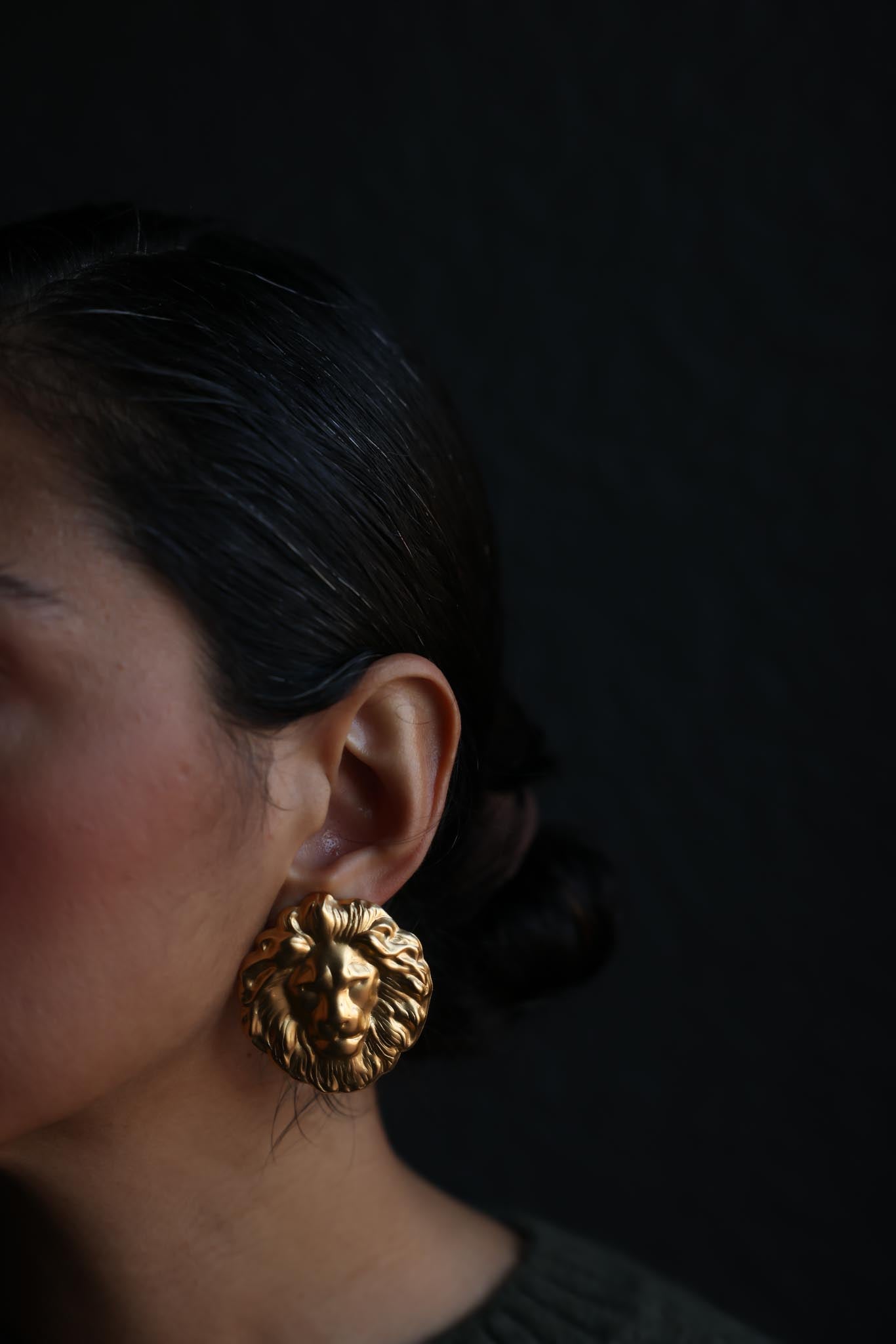 Majestic Lion Clip-On Earrings|Vintage Baazaar 