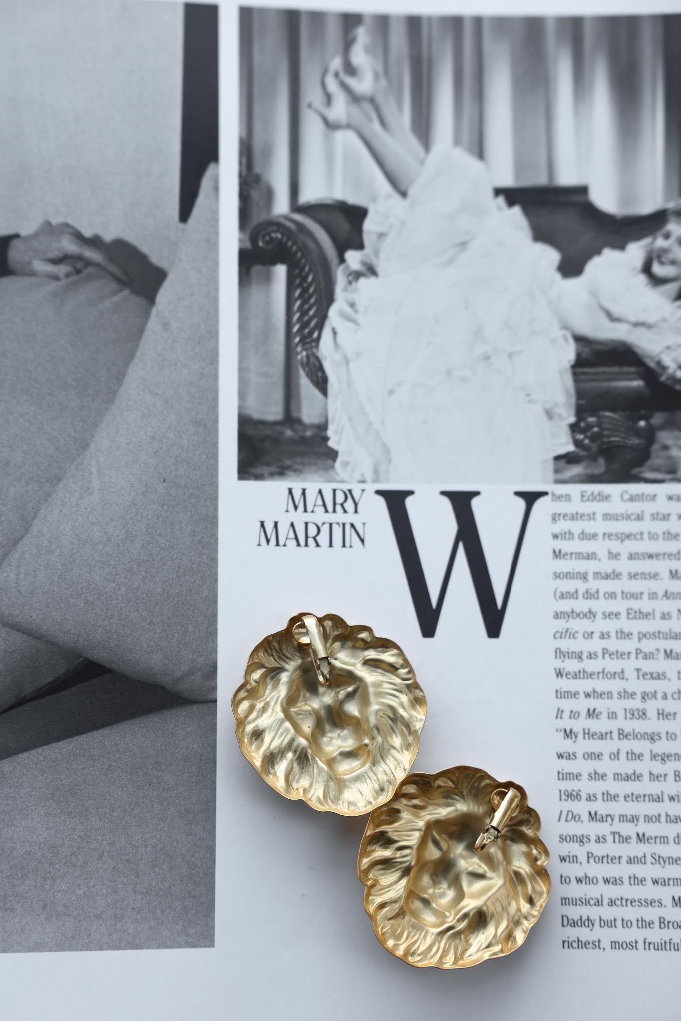 Majestic Lion Clip-On Earrings|Vintage Baazaar 