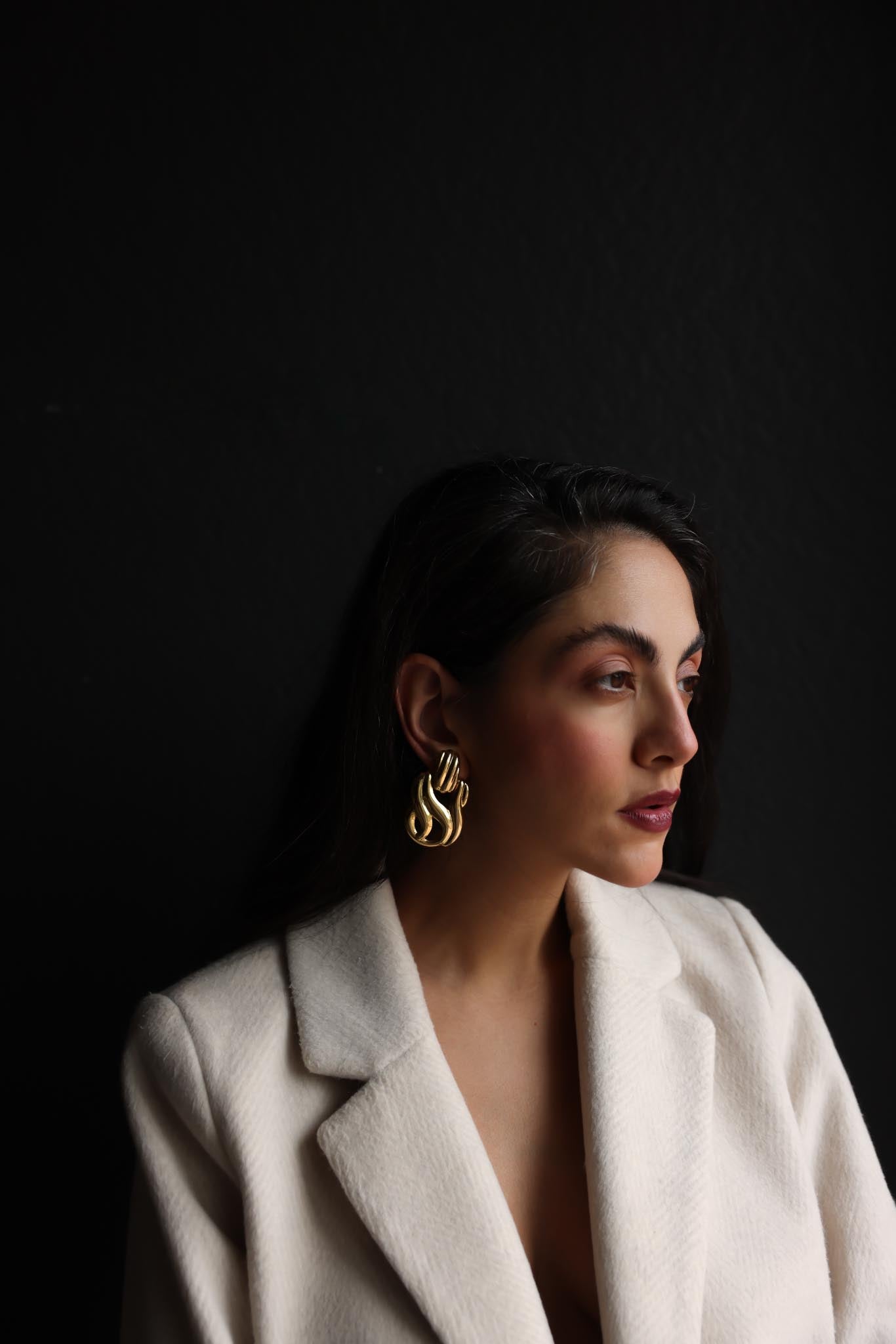 Golden Wave Clip-On Earrings