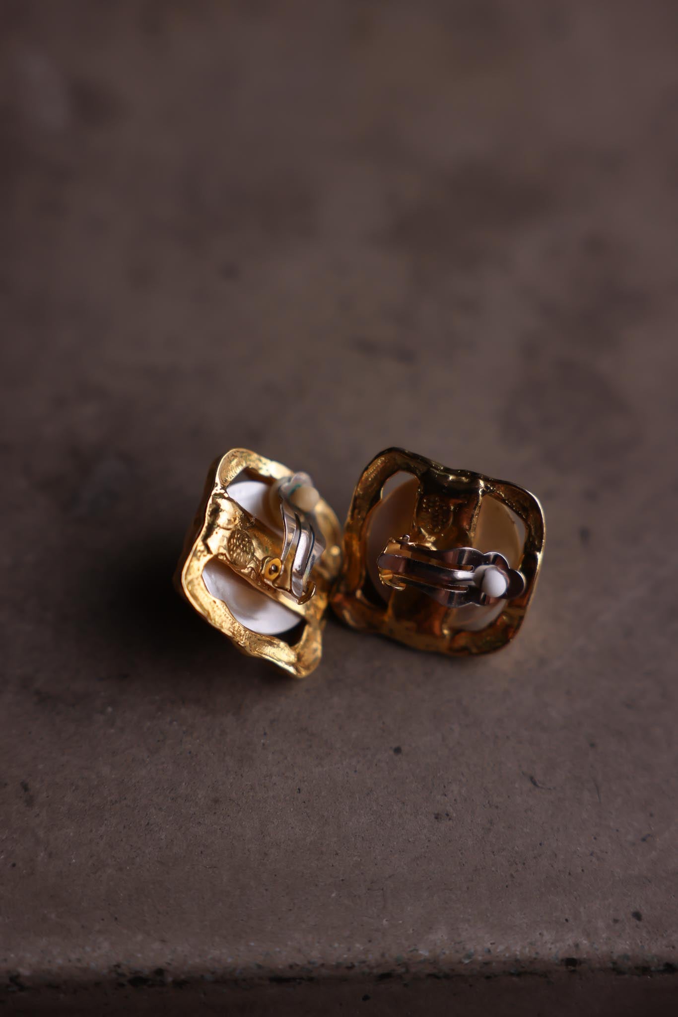 Gold Tone Faux Pearl Clip-On Earrings