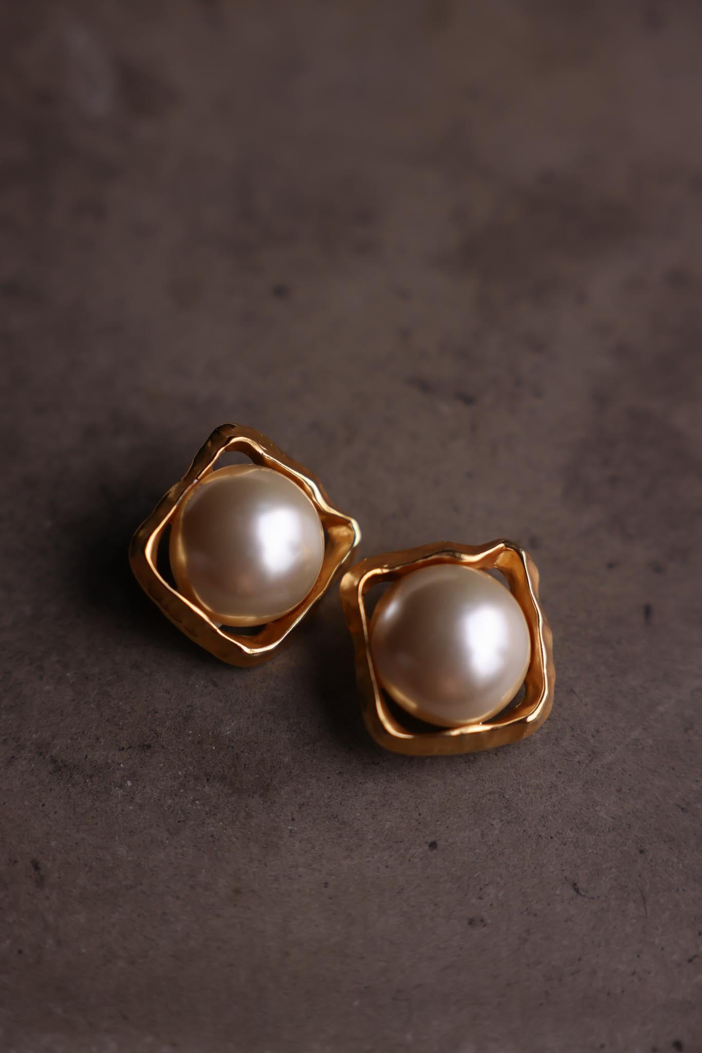 Gold Tone Faux Pearl Clip-On Earrings