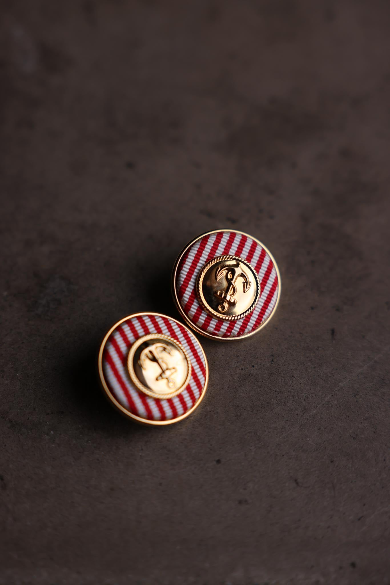 Striped Anchor Clip-On Earrings