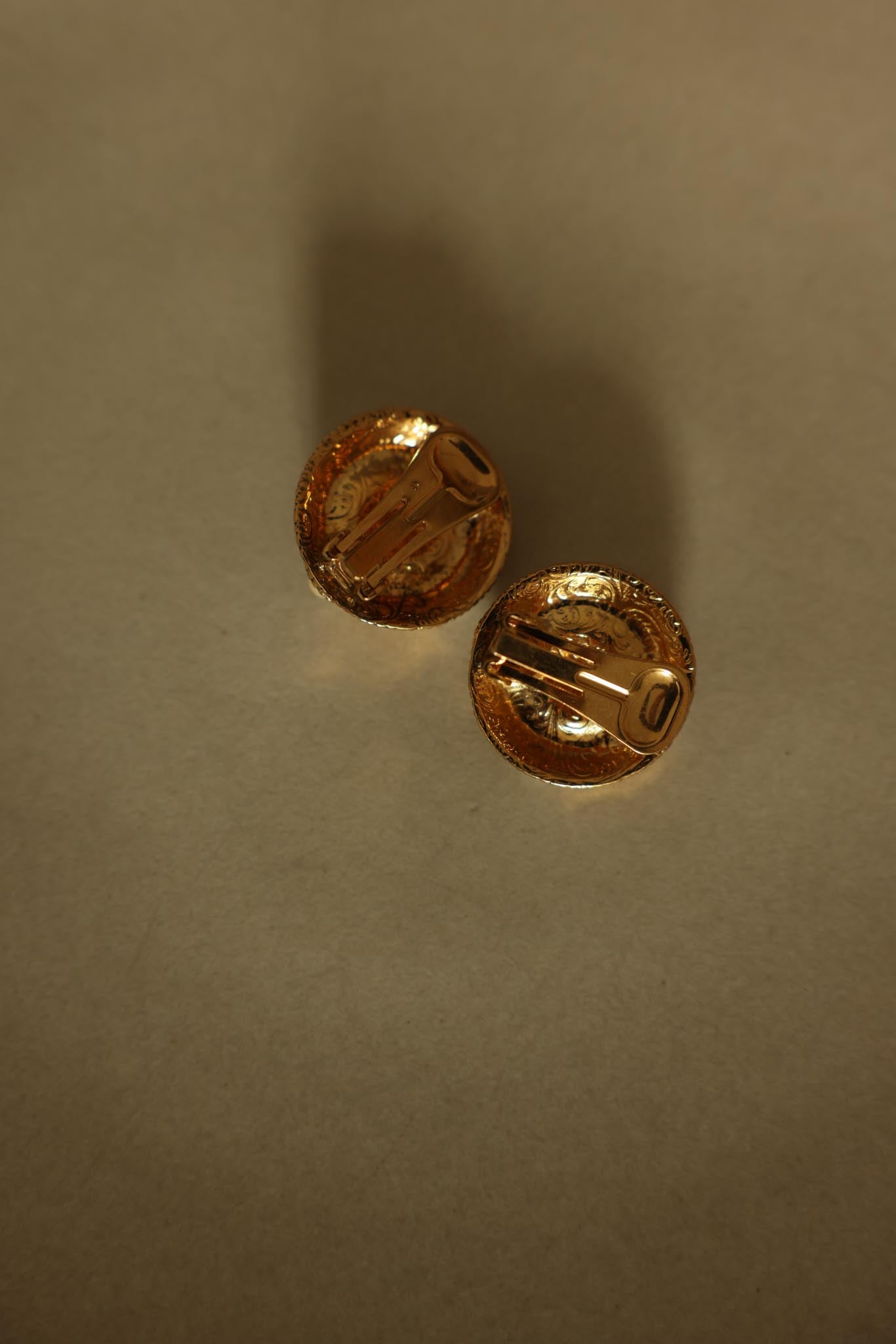 Gold-Tone Faux Pearl Clip-On Earrings-1960s