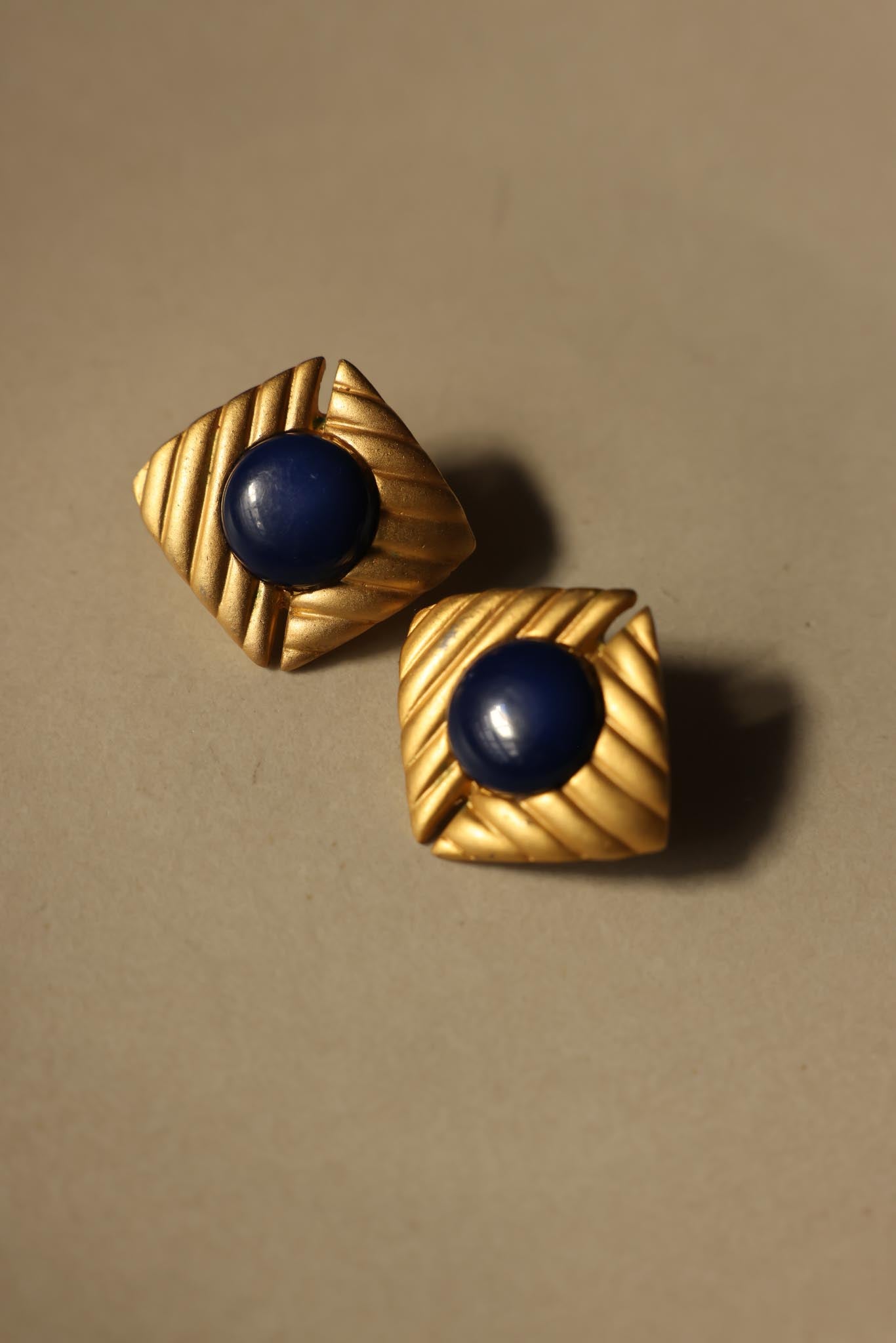 Ellen Design Blue Cabochon Clip-On Earrings