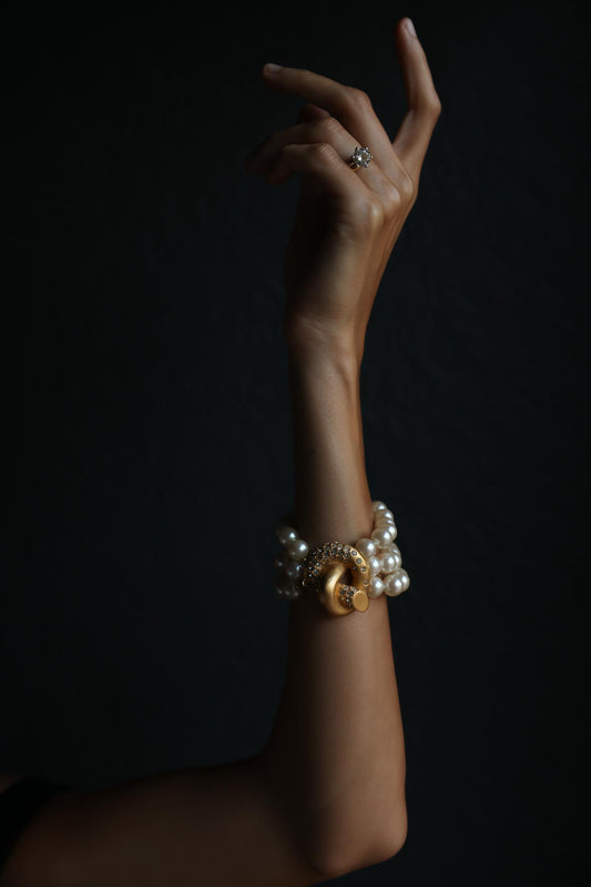 1980s Givenchy Faux Pearl & Rhinestone Bracelet