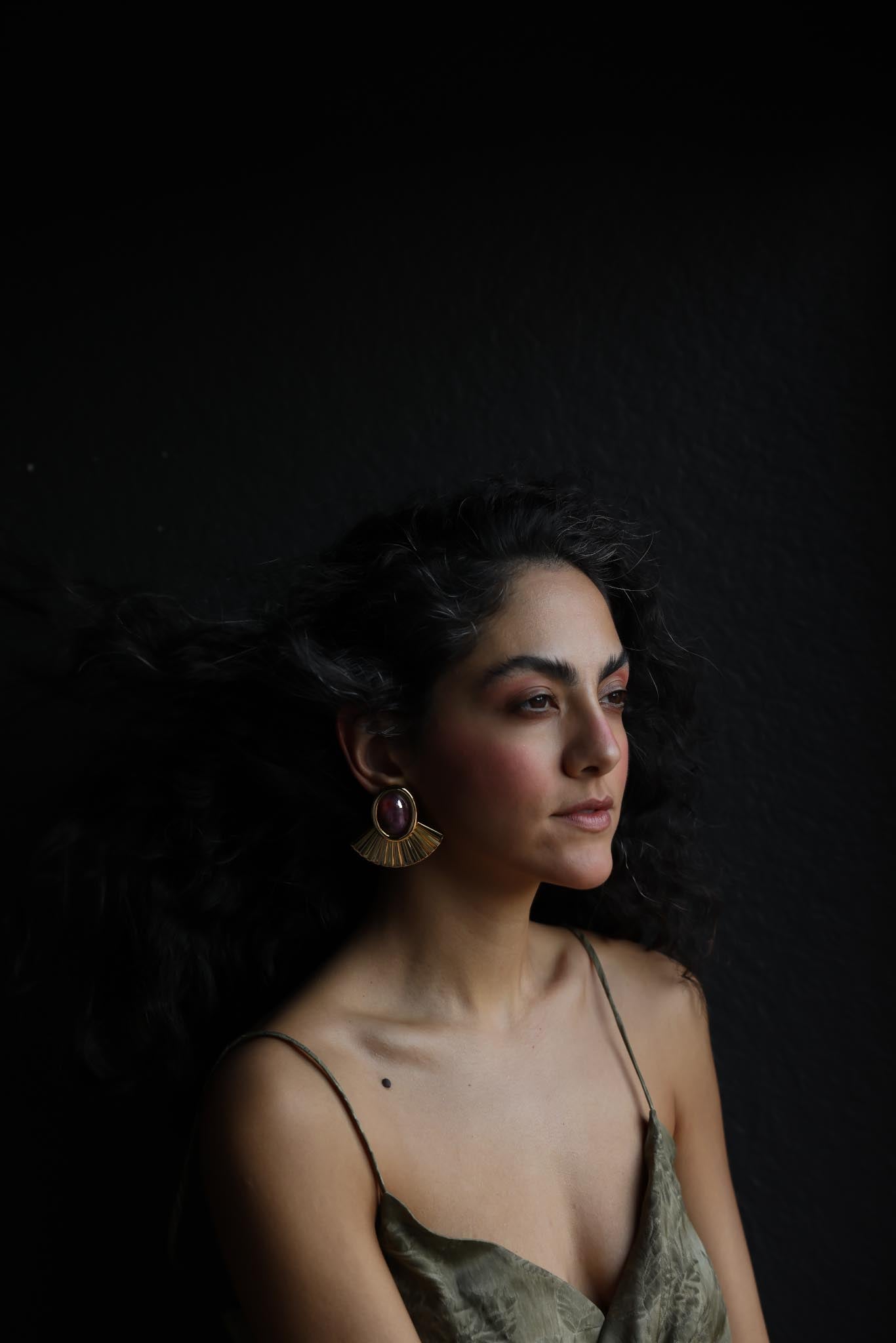 Golden Fan Statement Earrings|Vintage Baazaar 