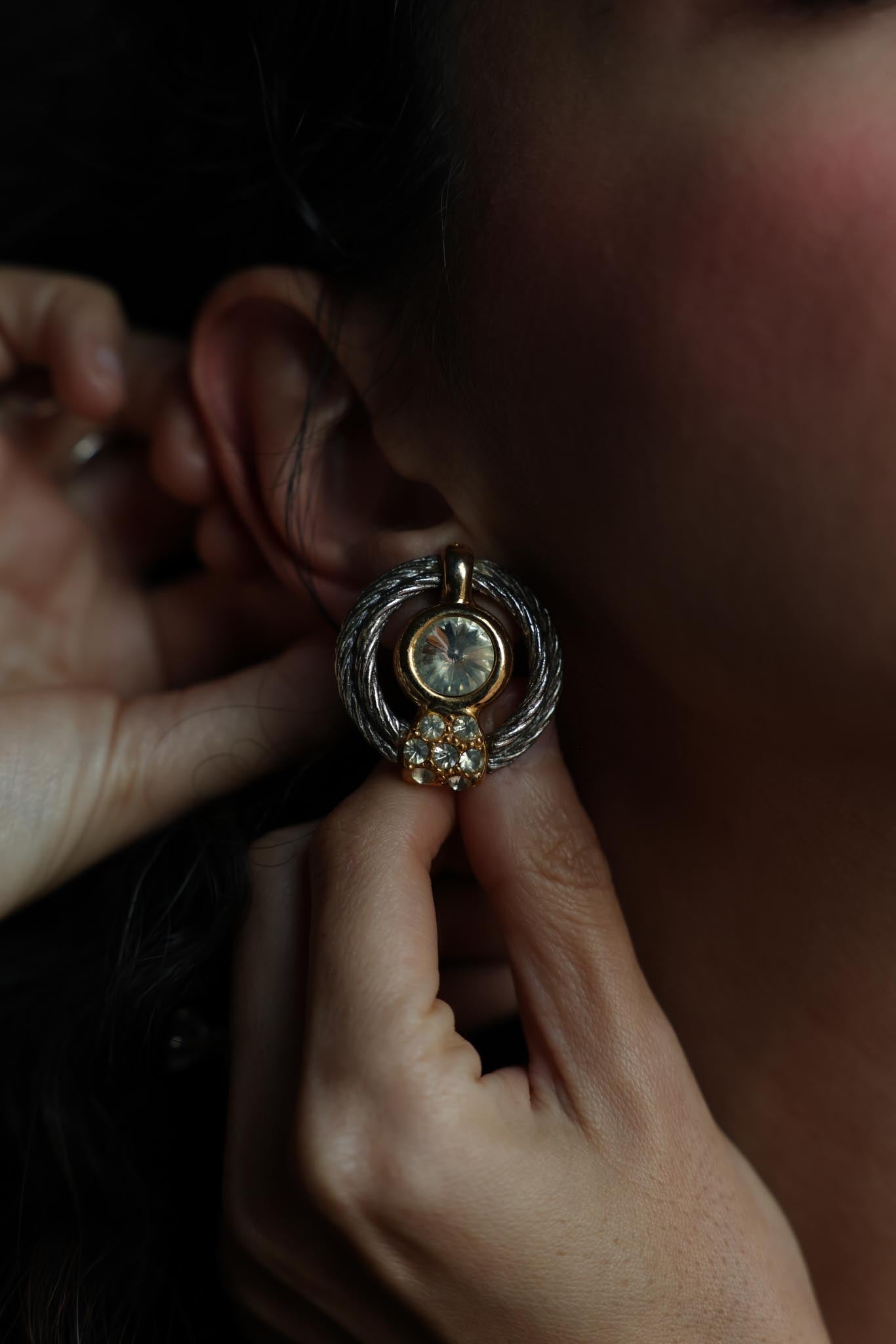 Golden Orbit Clip-On Earrings|Vintage Baazaar 