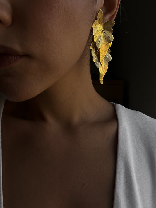 Golden Leaf Cascade Earrings|Vintage Baazaar 