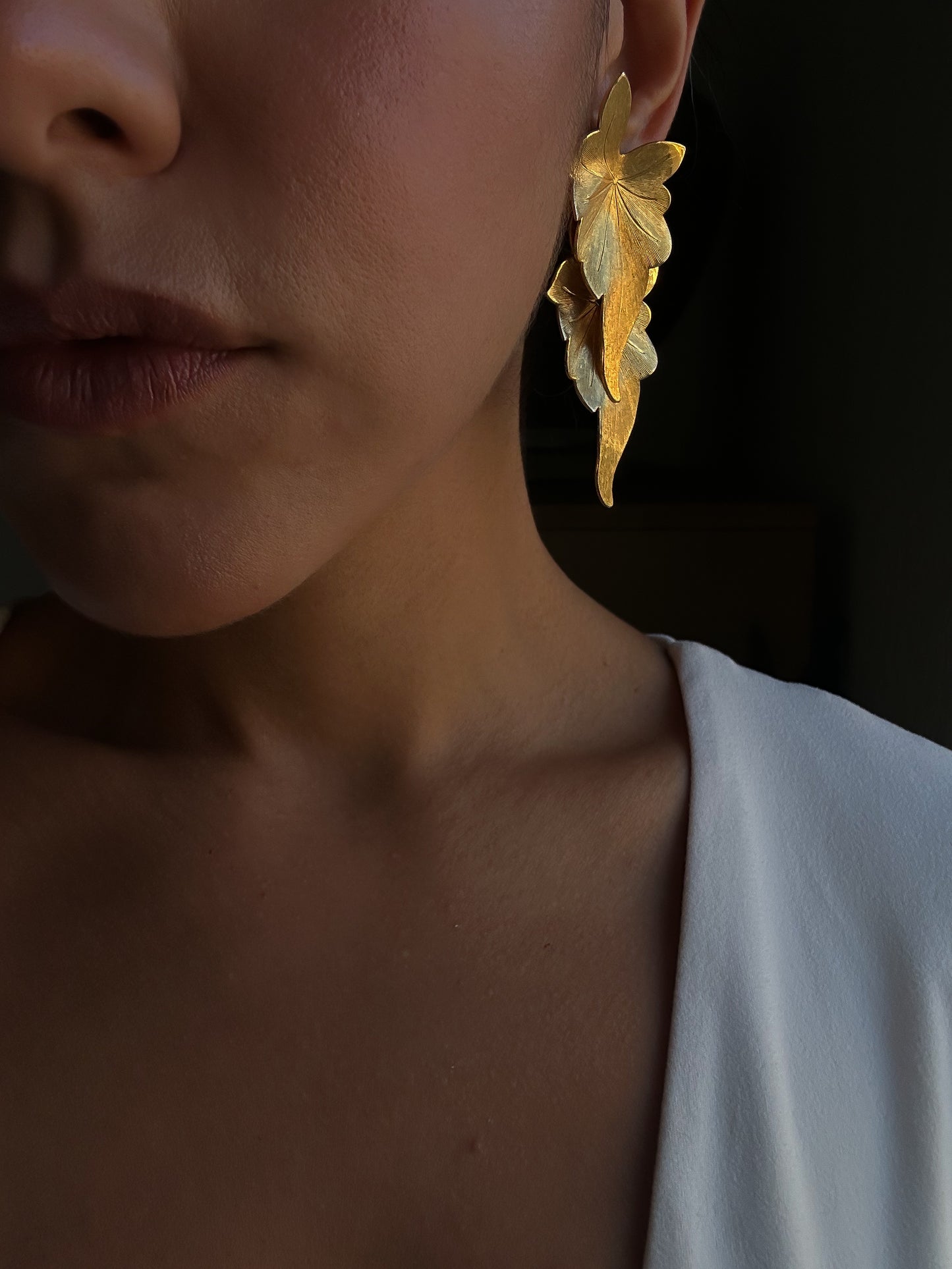 Golden Leaf Cascade Earrings|Vintage Baazaar 