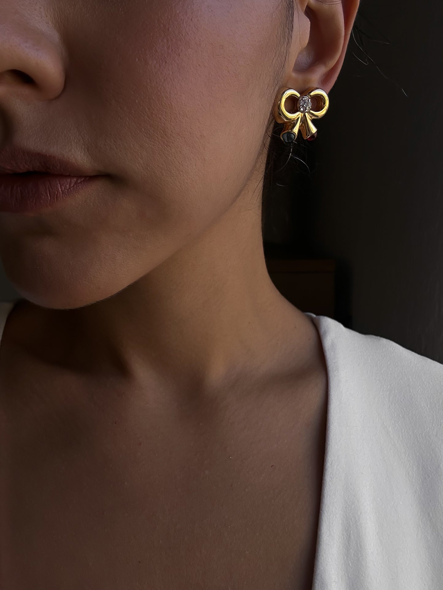 Joan Rivers Gem Bow Earrings|Vintage Baazaar 