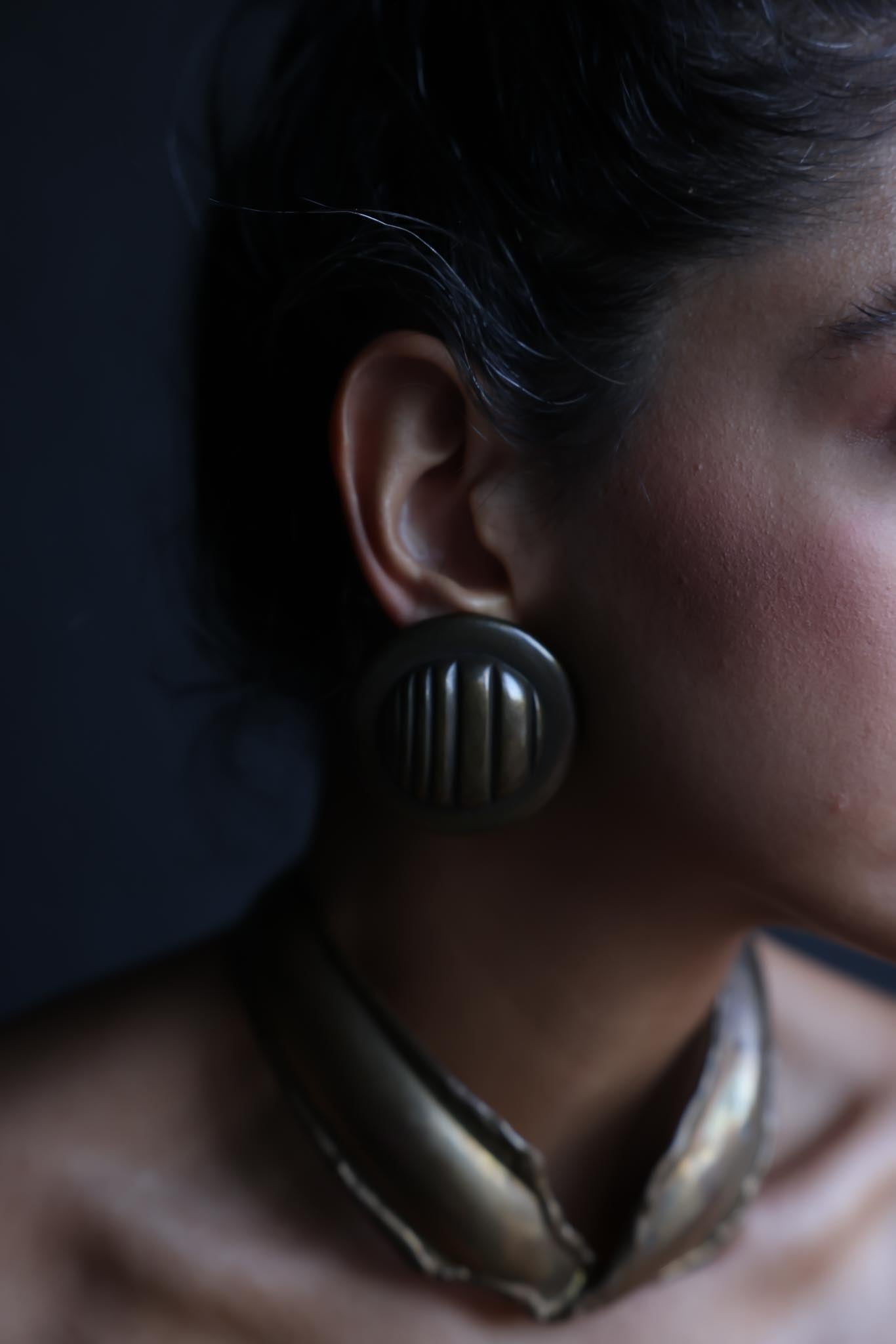 Brass Ridge Earrings|Vintage Baazaar 