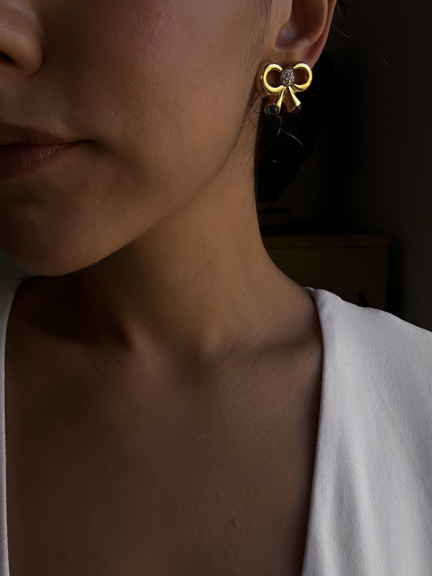 Joan Rivers Gem Bow Earrings|Vintage Baazaar 