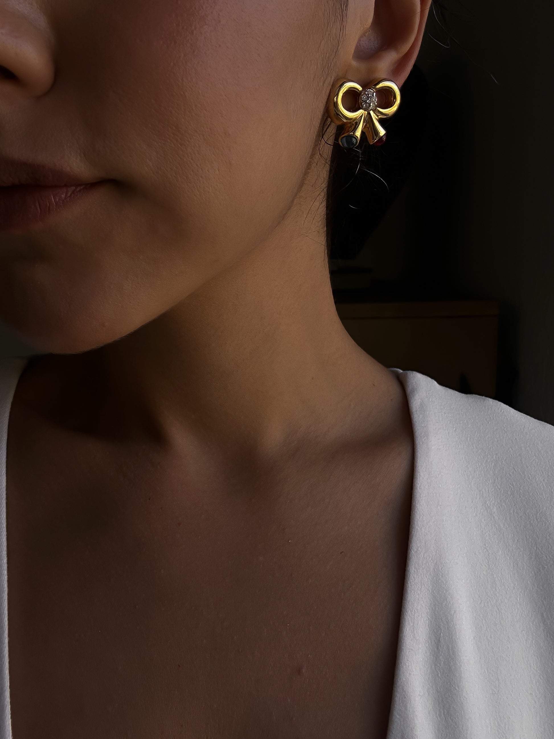 Joan Rivers Gem Bow Earrings|Vintage Baazaar 