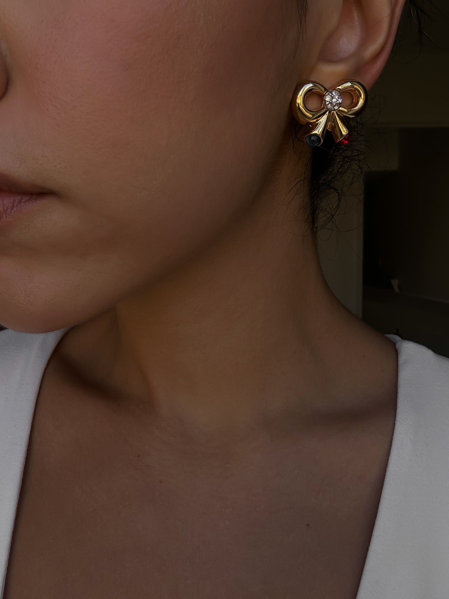 Joan Rivers Gem Bow Earrings|Vintage Baazaar 