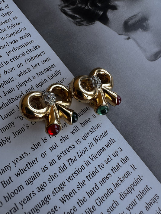 Joan Rivers Gem Bow Earrings|Vintage Baazaar 