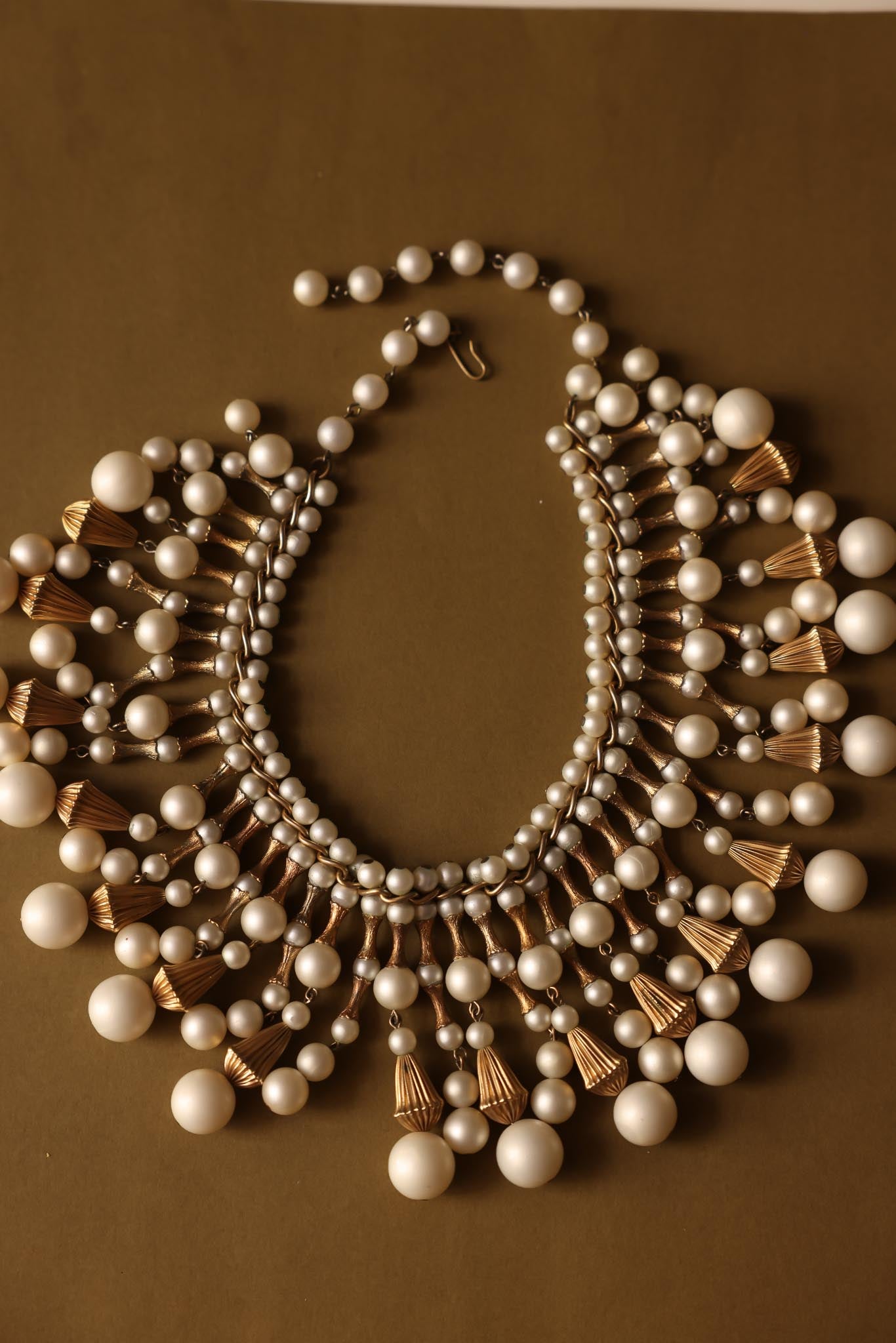 Dramatic Faux Pearl Cascade Collar Necklace|Vintage Baazaar 
