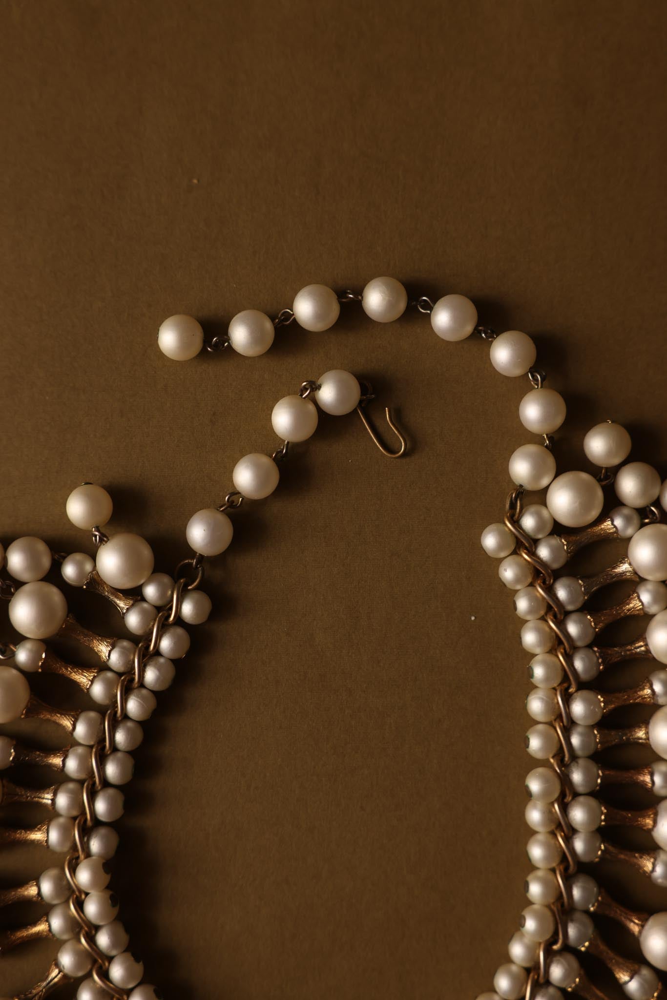 Dramatic Faux Pearl Cascade Collar Necklace|Vintage Baazaar 