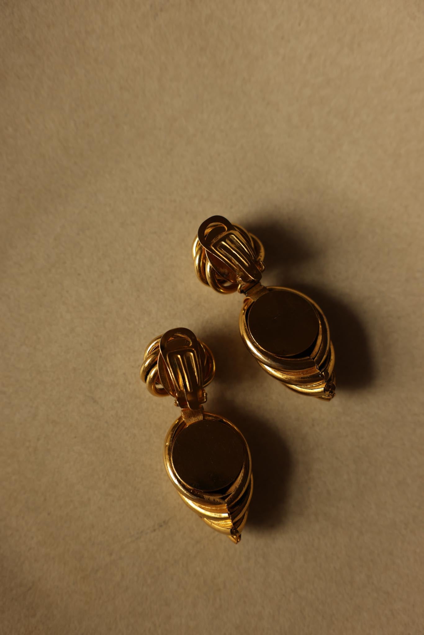 Gold Tone Drop Clip On Earrings-1950s