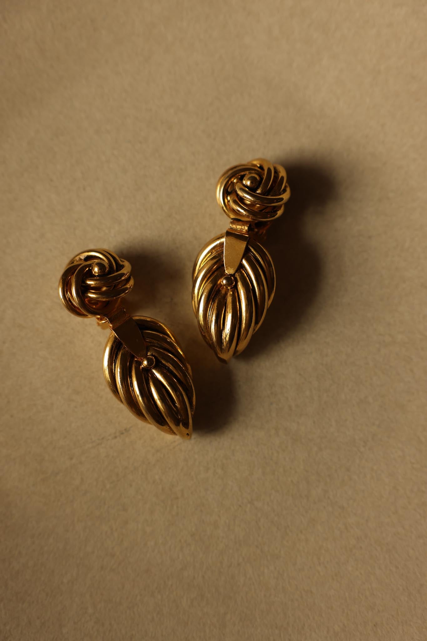 Gold Tone Drop Clip On Earrings-1950s