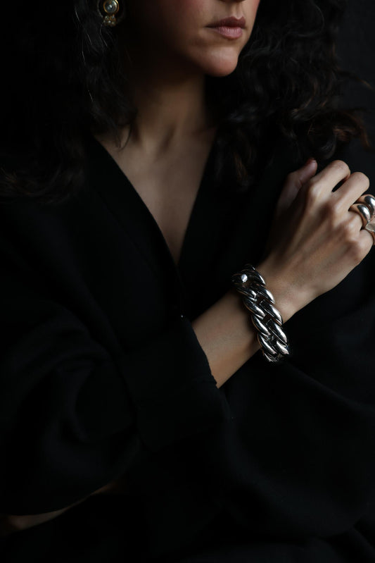 Silver Tone Luxe Chunky Bracelet|Vintage Baazaar 