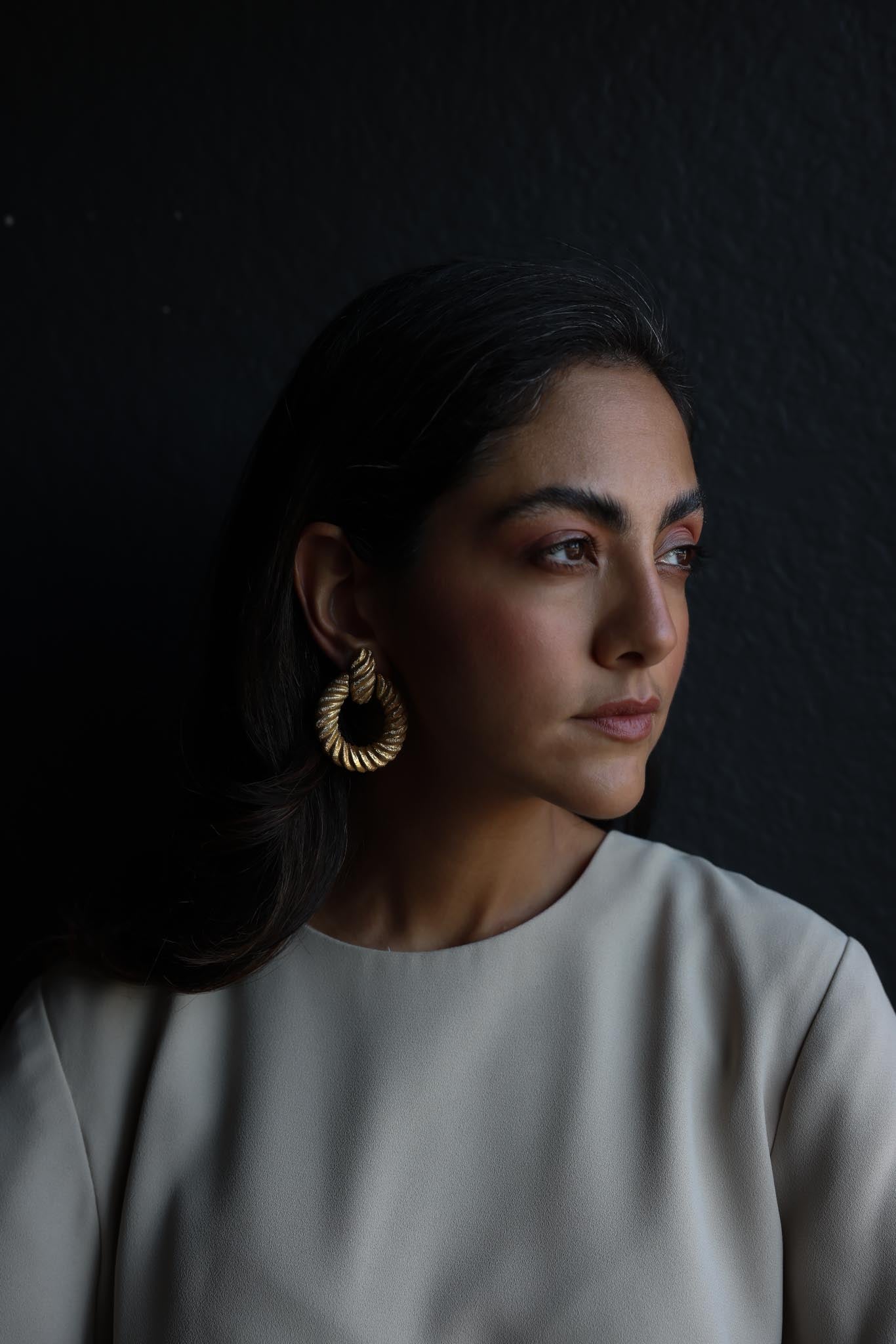 Golden Rope Hoop Earrings|Vintage Baazaar 