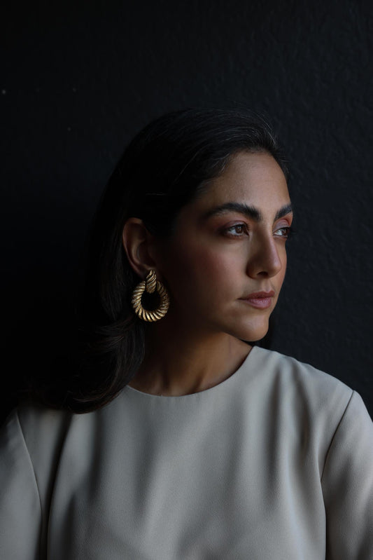 Golden Rope Hoop Earrings|Vintage Baazaar 